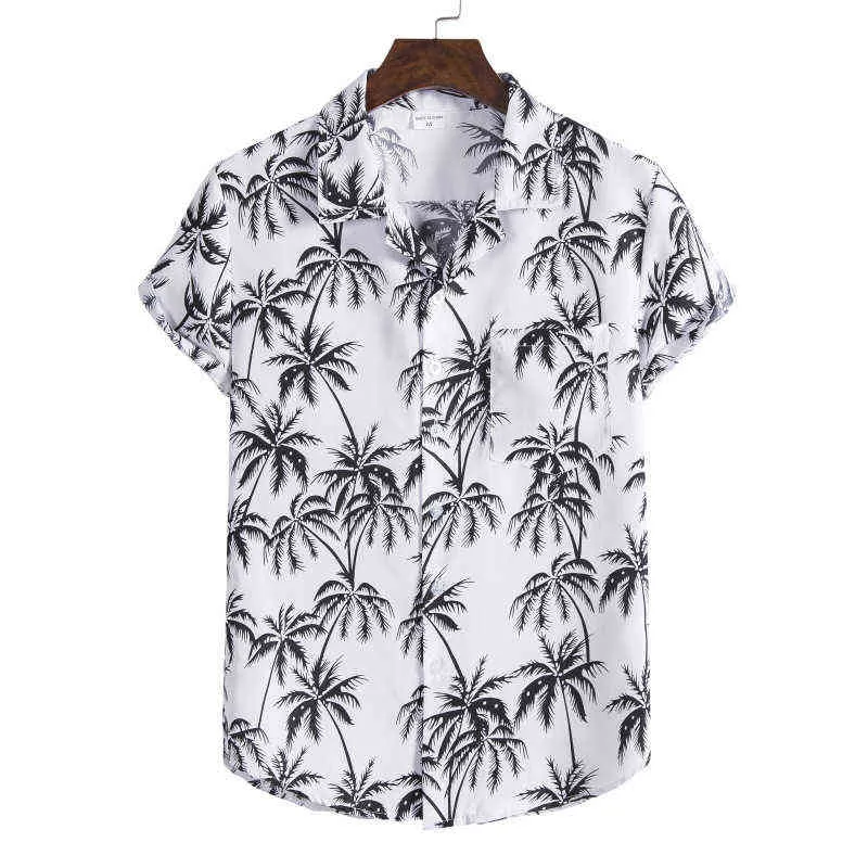 PRIMAGEM FLORAL BRANCO MANAGEM CLATA HAWAIUN MEN MEN 2022 NOVO SUMPLEM ALOHA ALOHA MEN HARAJUKU QUEMISE HOMME L220704