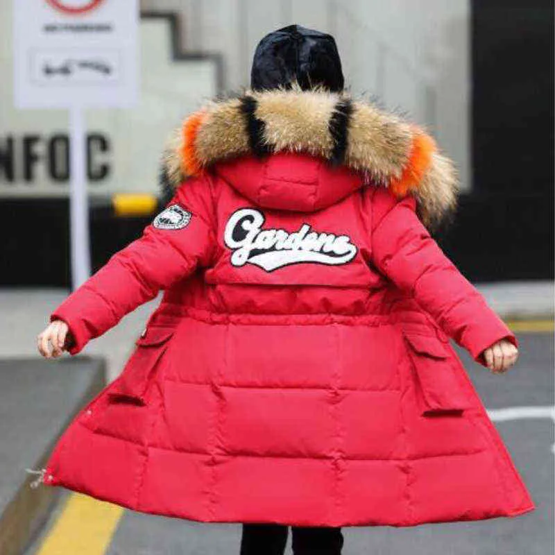 Zimowe dziewczęta płaszcz długi gruby ciepły futra płaszcz 3-12 wiek cuhk moda moda koreańska wersja jakość dziecięcego odzieży J220718