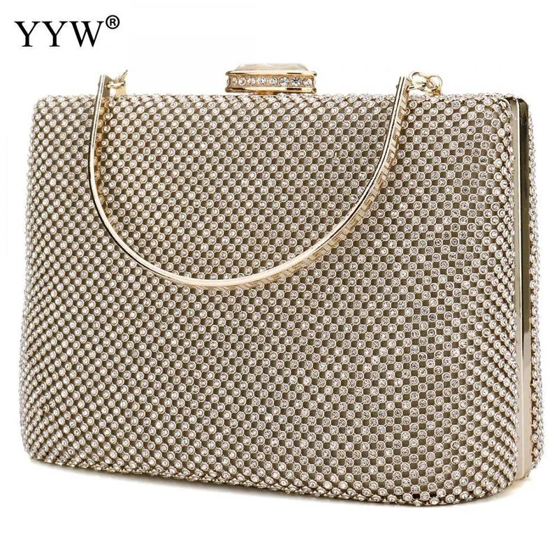 Bolso de damas hembra de embrague hueco con bolso de hombro de oro de vidrio bolsas de bolso de lujo diseñador de una bolsa para mujer 220526