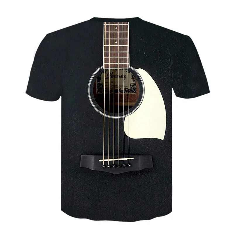 Rock Music Guitar 3D Tshirt Estate Uomo / Donna T Shirt Moda T-shirt Casual Tee Shirt / Streetwear Uomo Abbigliamento Oversize 4XL Top 220407