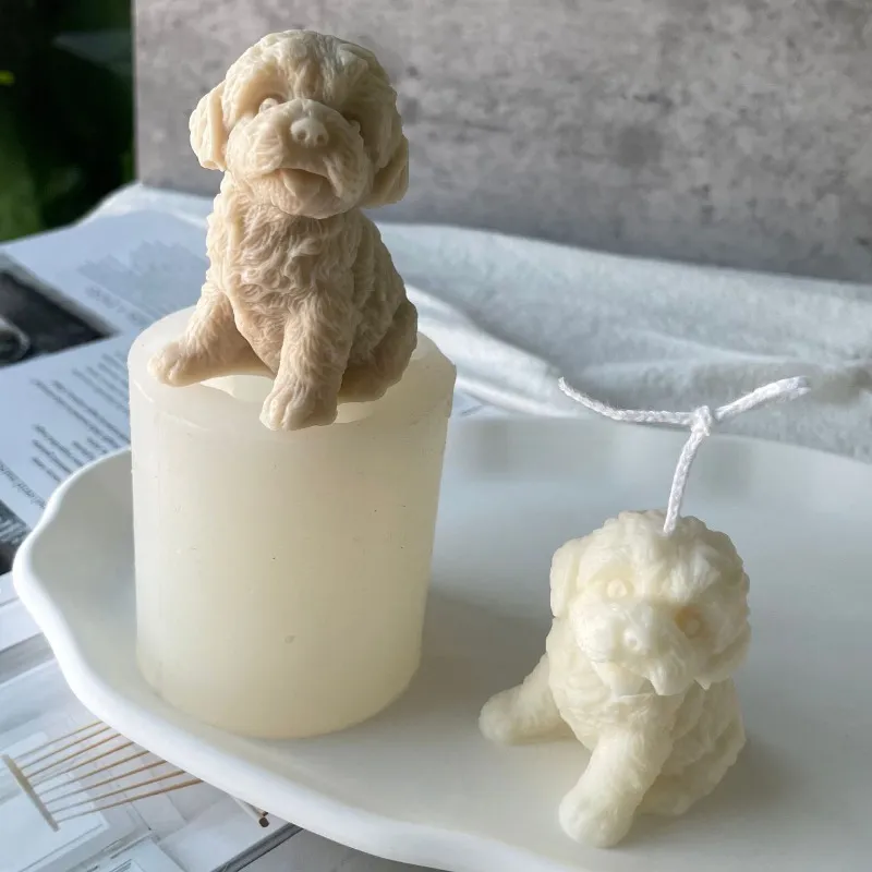 3D Teddy Chiot Silicone DIY Chien Cire Bougie Faire Savon Résine Argile Moule De Noël Cadeau Artisanat Fournitures Décor À La Maison 220611