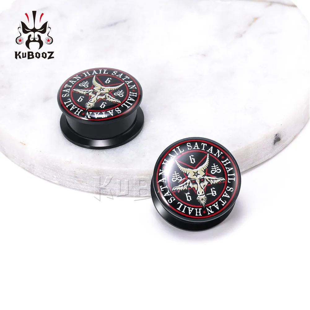 Kubooz 아크릴 양 머리 귀 터널 플러그 게이지 바디 피어싱 보석 피어싱 팽창 전체 6-25mm 202g