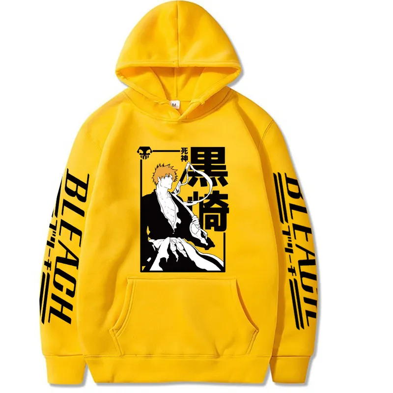 Bleach Anime Hoodie Kurosaki Ichigo Tryckta sweatshirts Män och kvinnor Casual Sport Pullover Toppar 220406