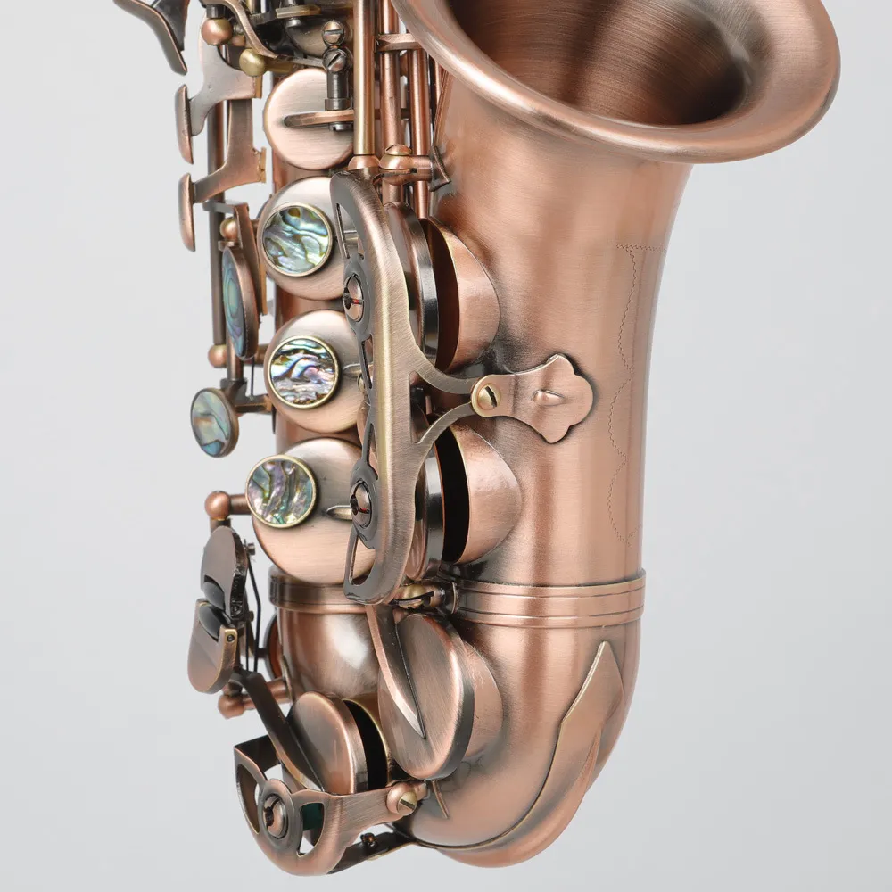Retro-flat professionnel professionnel soprano saxophone antique en cuivre brossé matériel professionnel de qualité sax