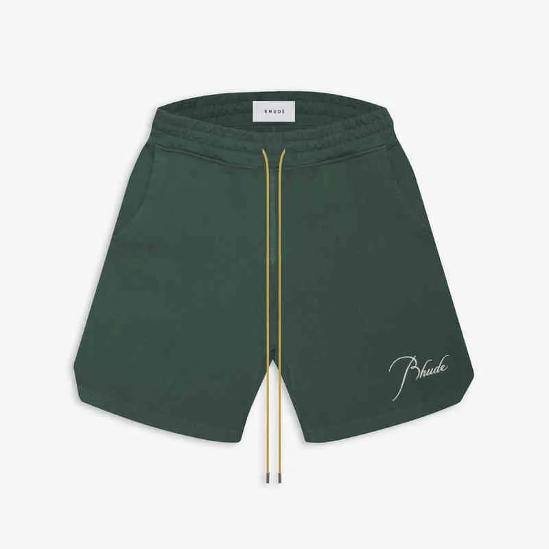 Modemerk ontwerper shorts valuta valuta rhude lente en zomer geborduurde shorts high street drawing casual paar sport capris 001