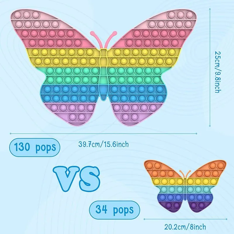 40CM Big Size Pop Rainbow Butterfly Top Push Fidget Toys Autism Stress Reliever Toys Kids Simple Dimple Relax Game AHDH autism 220524