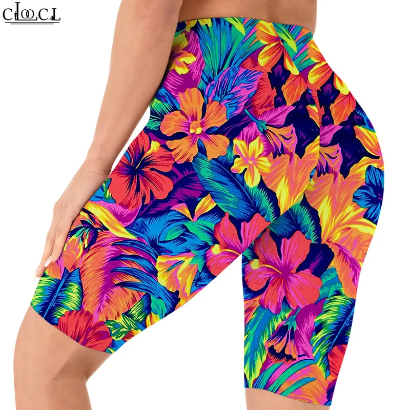 Lindas Flores Coloridas Leggings Padrão 3D Impresso Shorts Mulheres Sexy Ginásio Sweatpants para Feminino Biker Sports Shorts W220616