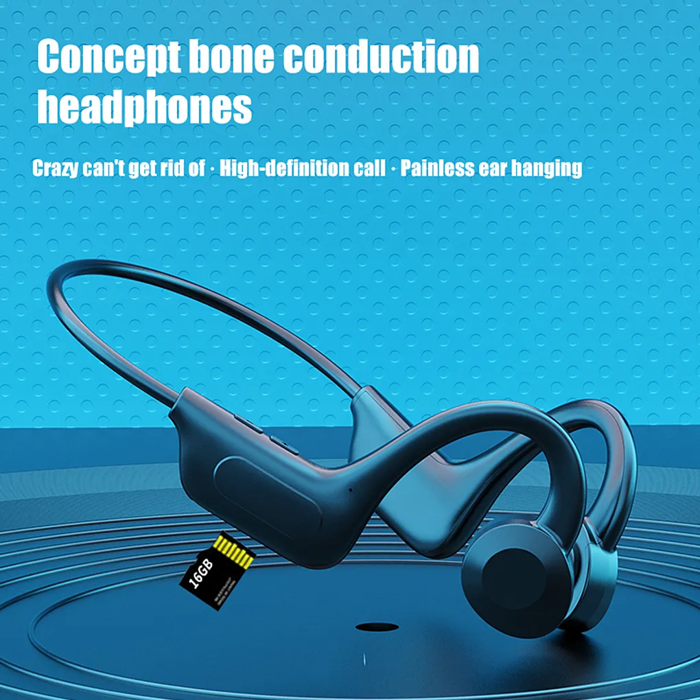 VG02 Conduzione ossea Auricolare Sport Esecuzione impermeabile Cuffia Bluetooth senza fili con supporto microfono TF SD Scheda