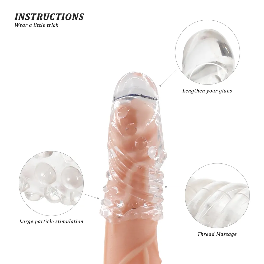 Exvoid 2sts fördröjning Ejakulation Silikon penisförlängare förstorare sexiga leksaker för par ärm kuk shop crystal