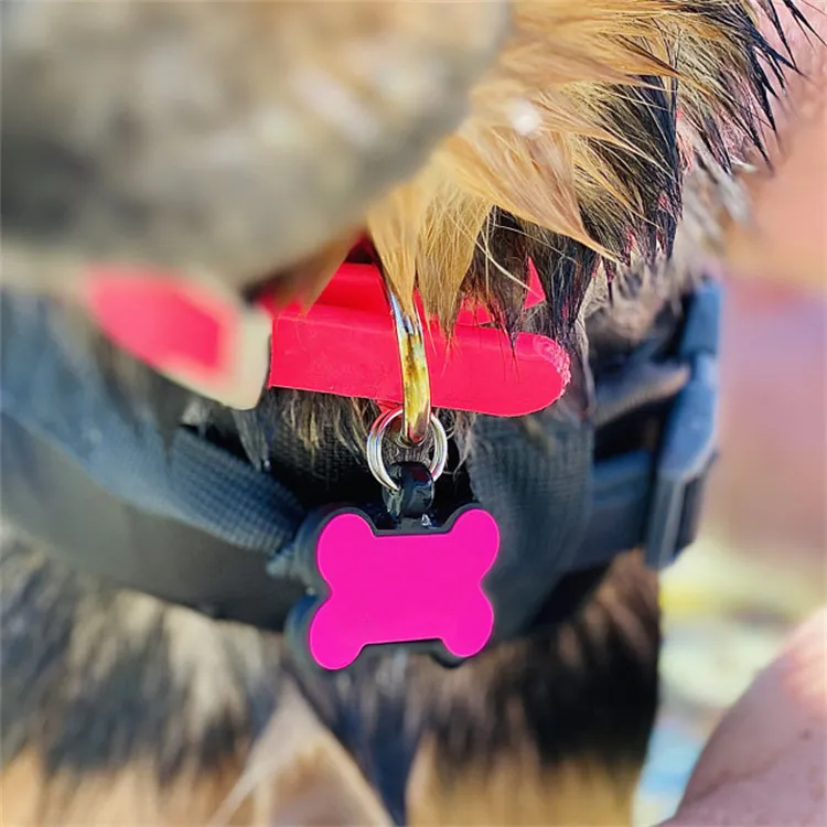 Tag de cão de silicone em forma de osso etiquetas de silicone multicolor