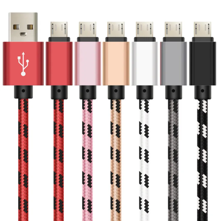 Nylon Fast Charging Data Sync Phone Cables USB Typ C Micro V8 Charge Cable 1M 2M 3M 25 cm för universella mobiltelefoner