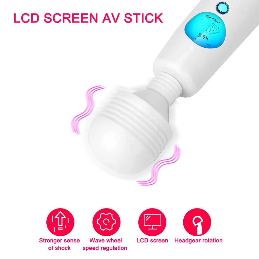 9 Modes 9 Speed G-spot LCD Screen Clitoris Stimulator Massager Pussy Licking Big Magic Wand Vibrator sexy Toys For Women
