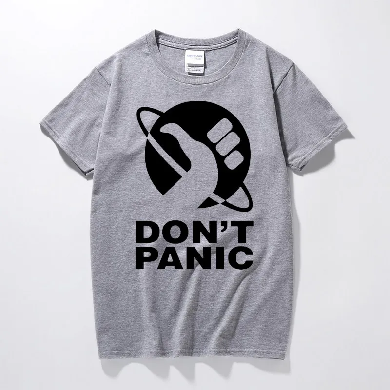 The Hitchhikers Guide To The Galaxy Herren T-Shirt Don't Panic Print Herren Baumwolle Basic TShirt Druck Rundhalsausschnitt Plus Size 220704