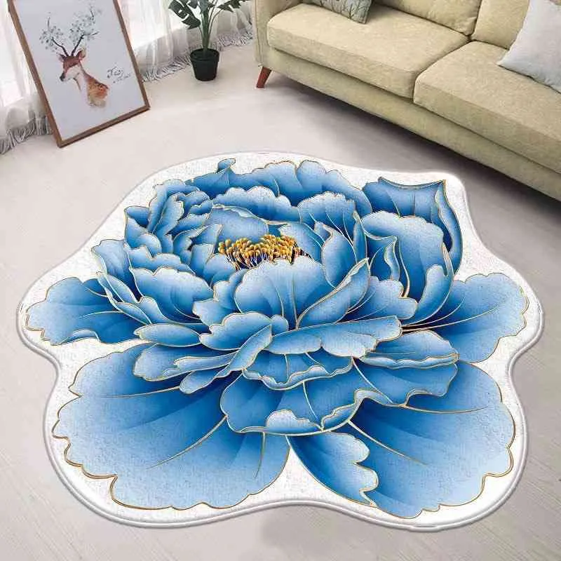 Thickened Cashmere 3d Flower Shaped Non Slip Bathroom Pad Irregular Living Room Bedroom Bedside Carpet Washable Dry Foot