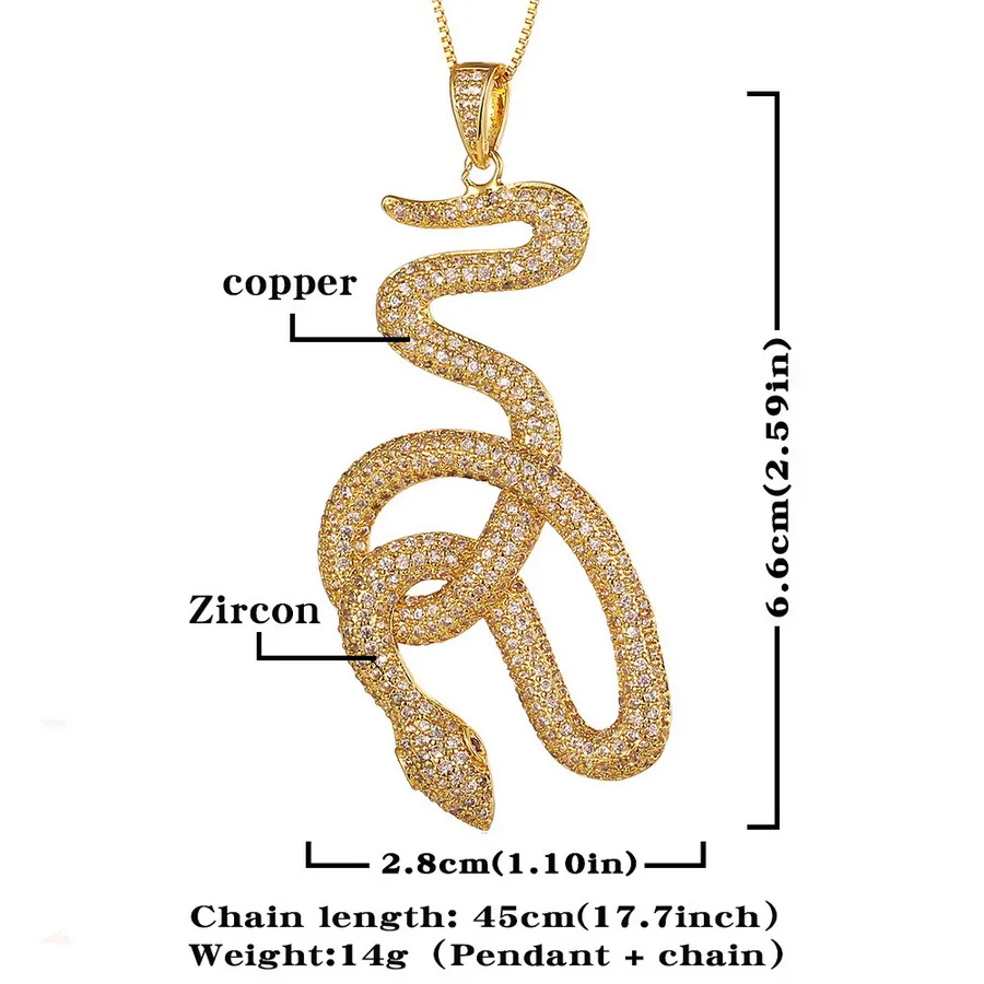 Novo projetado Viper Pingente luxuoso colar Micro incrustações de diamantes Homens Mulheres Hip Hop Punk colares longos Designer de jóias de Alta qu173M