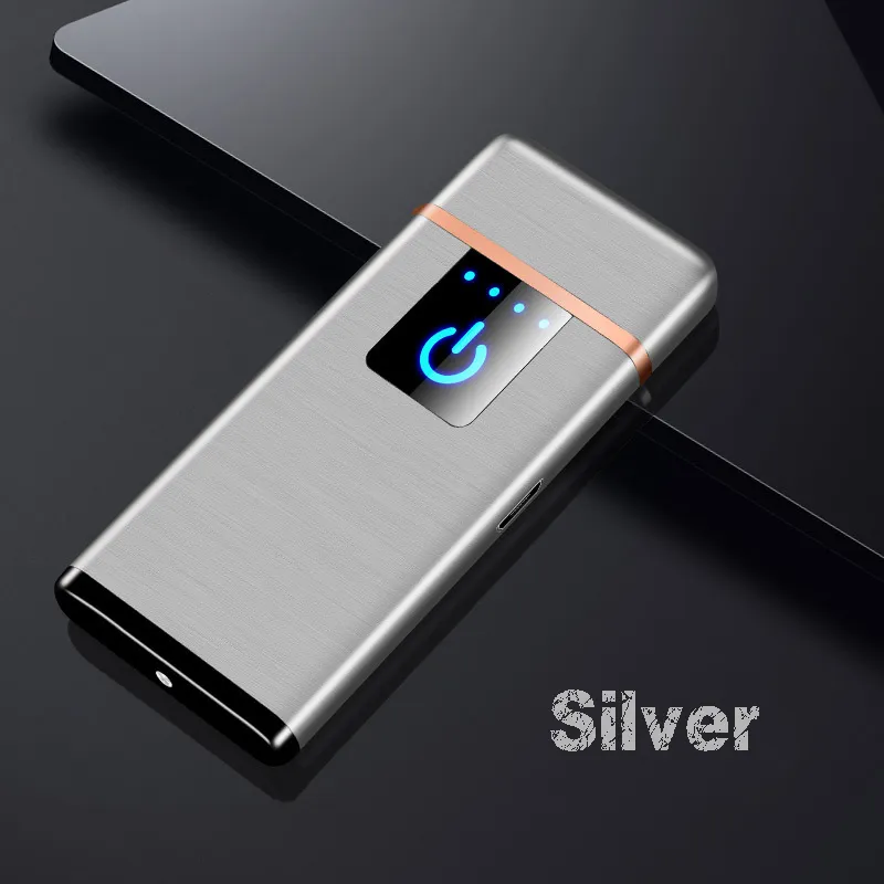 Ultra-Thin USB Lighter Charging Touch Screen Sensor Lighter Windproof Flameless Lightweight Cigarette Cigar Lighter