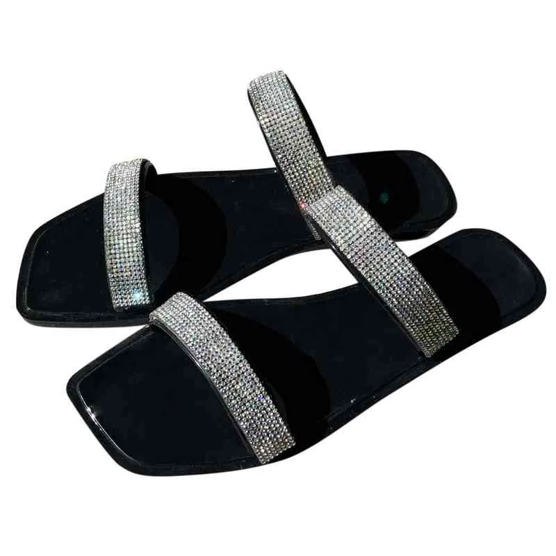Sommarskor Kvinnor Flat Tofflor Stor Storlek Mode Footwear 2022 Slip-On Flip Flops Utomhus Inomhus Sandaler Ladies Casual Slides Y220412