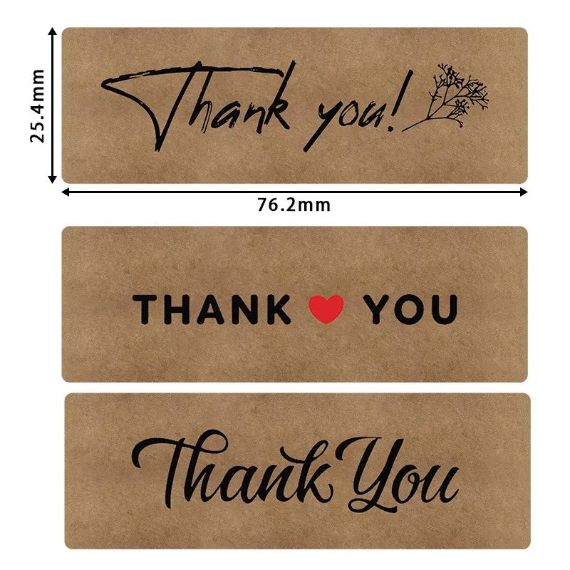/roll thank you kraft paper self-adhesive label sticker sealing sticker 1inchx3inch