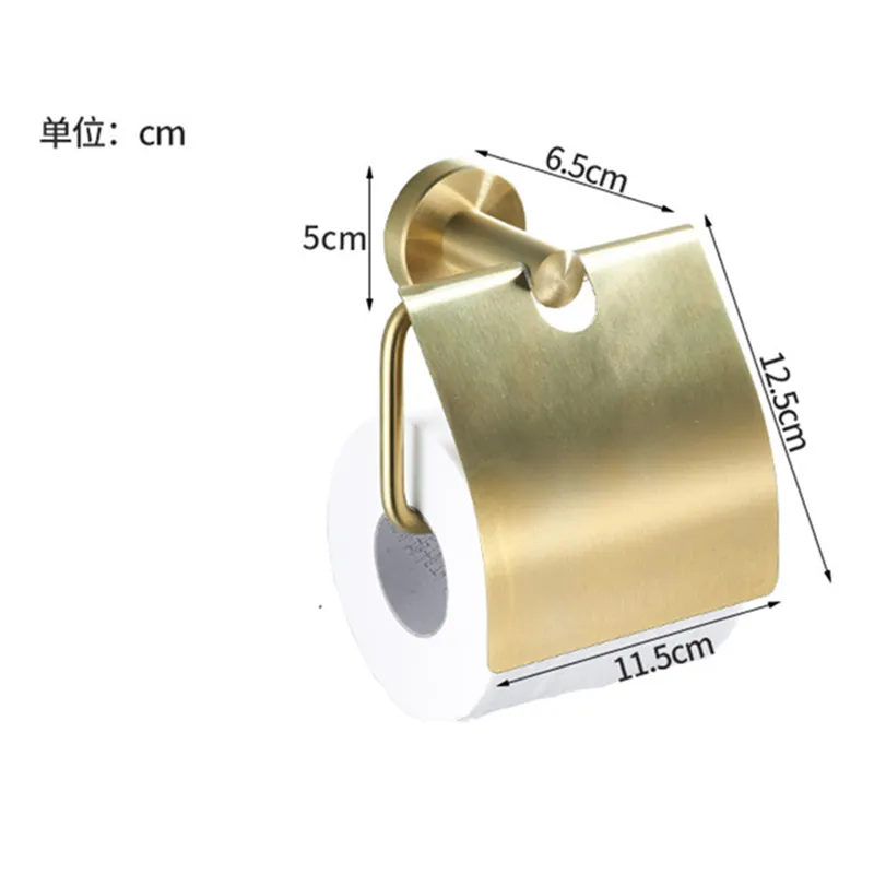 Toilet Paper Holder Black/Brushed Gold Stainless Steel Paper Hook Towel Rack Roll Paper Holder With Cover Hardware Accessories 220624
