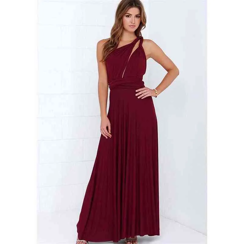 Sexy Women Multiway Wrap Convertible Boho Maxi Club Abito rosso Fasciatura Abito lungo Party Damigelle d'onore Robe Longue Femme G220510