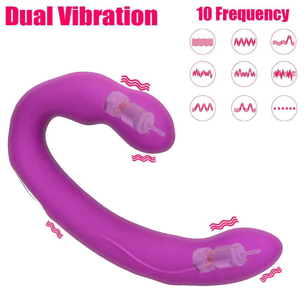 OLO Strap on Double Penetration Dildo Vibrator Lesbian Clitoris Stimulator Anus Massage sexy Toys for Woman Strapless Strapon