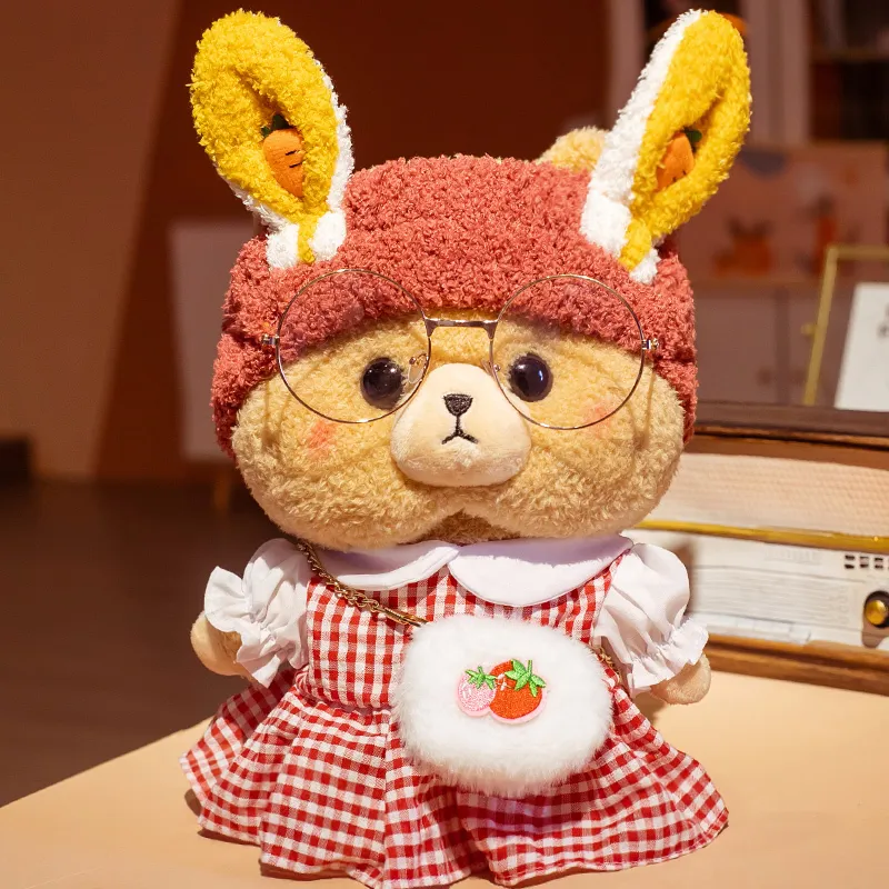30cm Cute Brown Teddy Bear Toy With Cloth Dress Up Bear Doll Felling Sad Soft Stuffed Teddy Bear Plush For Kids Girls Birthday 220721