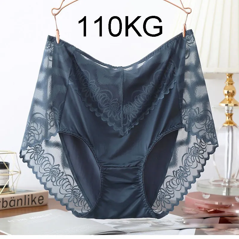 BS34 4 stks / partij Plus Size Dames Lingerie Sexy Hol Zomer Slipje Zachte Ijs Zijde Ondergoed Vrouwelijke Transparante Kant Slips 220425