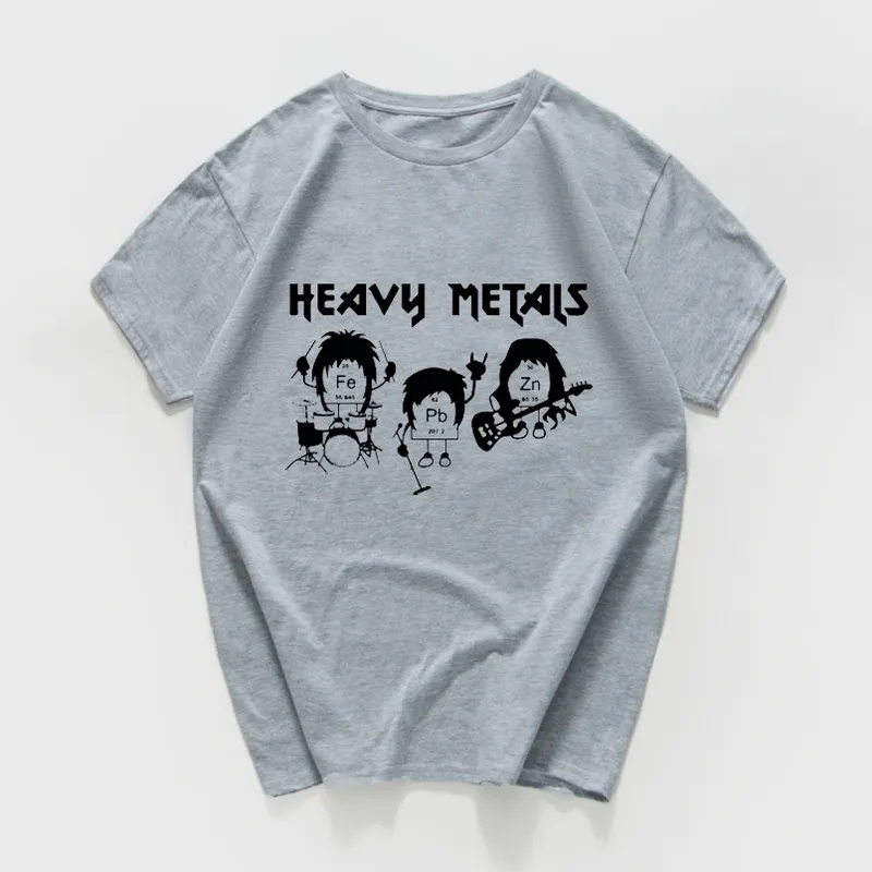 Heavy Metals T Shirt Men Cool Streetwear Hip Hop Chemistry Periodic Table Rock Roll Music Physics Biology Punk Tshirt Men Tee 220527