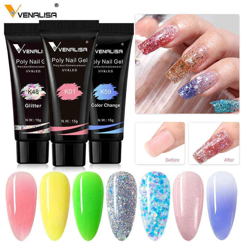 NXY Nail Gel New Arrival Poly 15ml Acrylic Clear Camouflage Polish Extension Art Color Change 0328