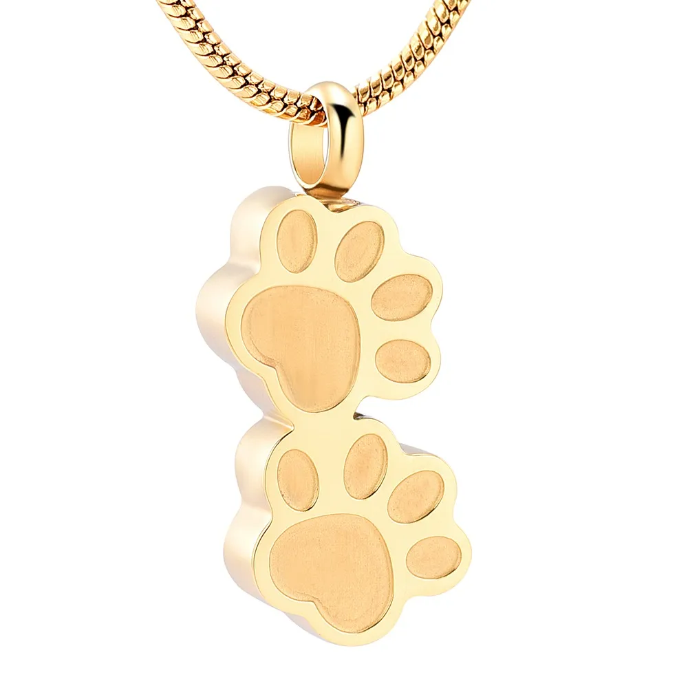 Pet Paw Urn Necklace for Ashes Stainless Steel Pendant Keepsake Memorial Cremation Jewelry159j