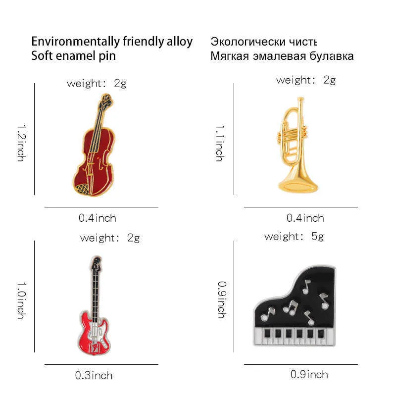 سلسلة جديدة من سلسلة الموسيقى سبيكة بروش رائع الجو الجيتار الجيتار شكل الكمان شكل مينا بروش