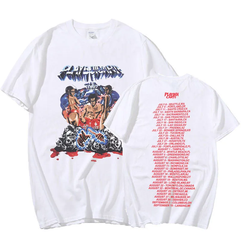 ラッププレイボイカルティヴィンテージヒップホップTシャツメンズ半袖コットンTシャツ夏のカジュアルミュージックTシャツ美学90年代服2201064551