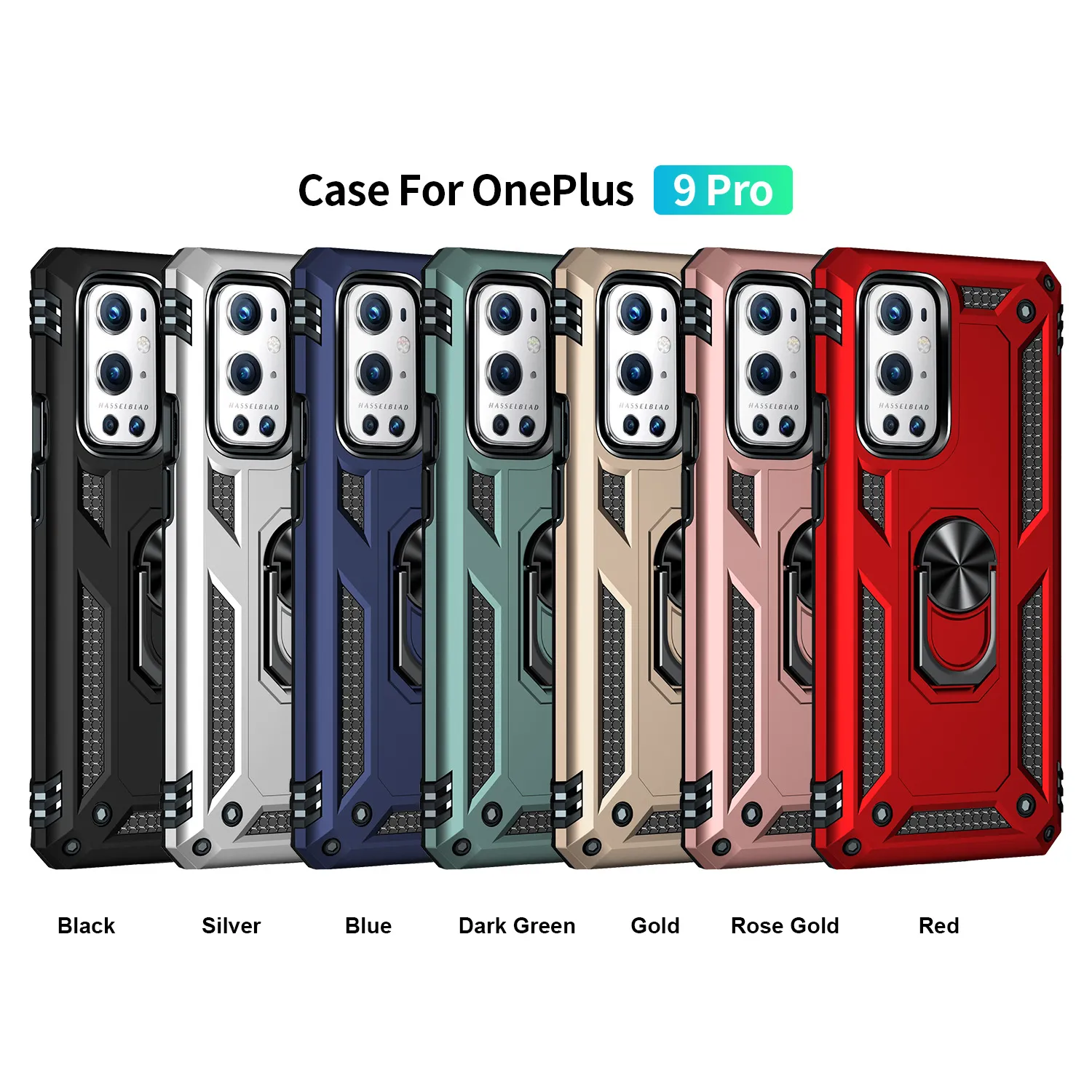 Car Magnetic Holder Phone Cases For OnePlus 9 Pro Anti-Fall Armor Back Cover 9 Metal Finger Ring Stand