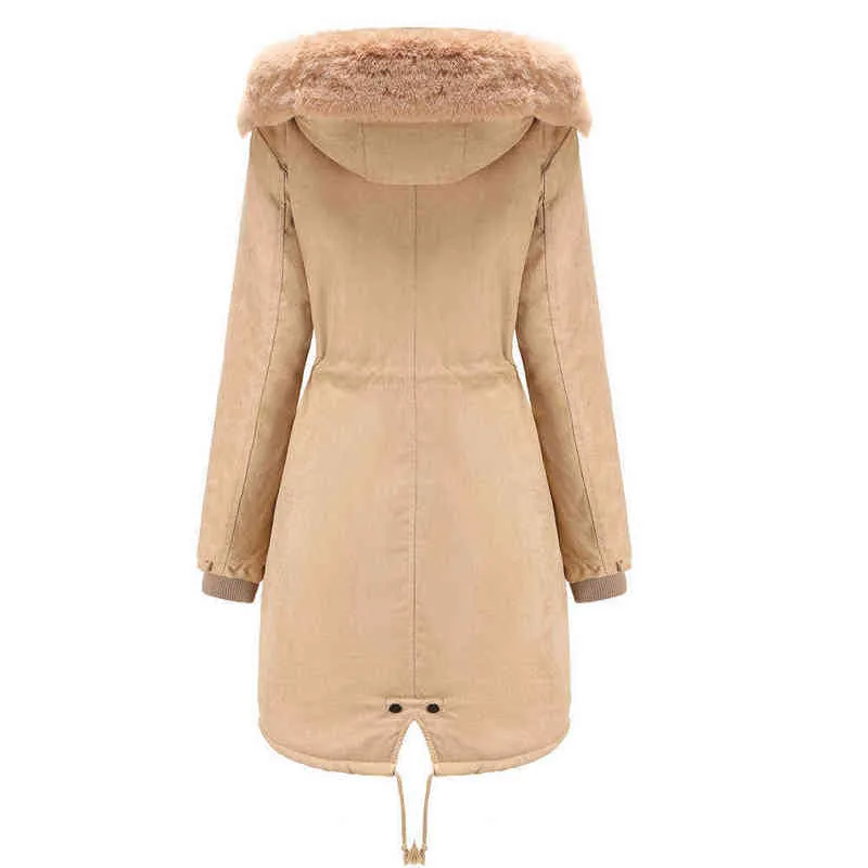 겨울 2022 년 패션 블랙 카키 퀼트 여성 지퍼 업 재킷 벨벳 후드 디자인 여성 파카 바람 방전 따뜻한 재킷 3xl 4xl l220725