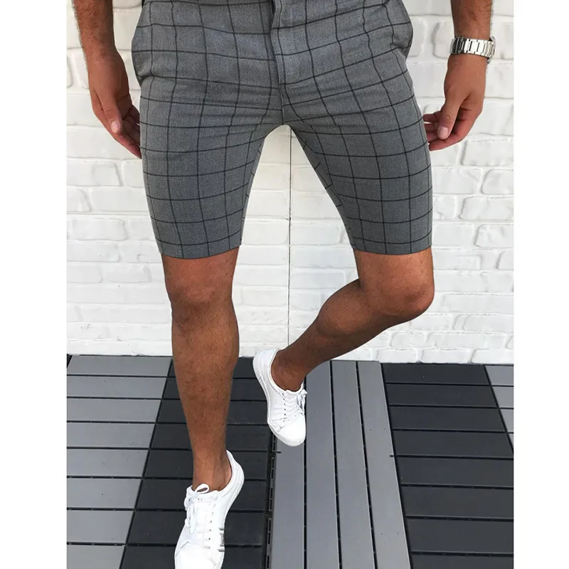 est Men s Summer Casual Shorts Black Plaid Striped Cotton Pants Fashion Male Bermuda Beach Men Trousers Business Clothing 220524