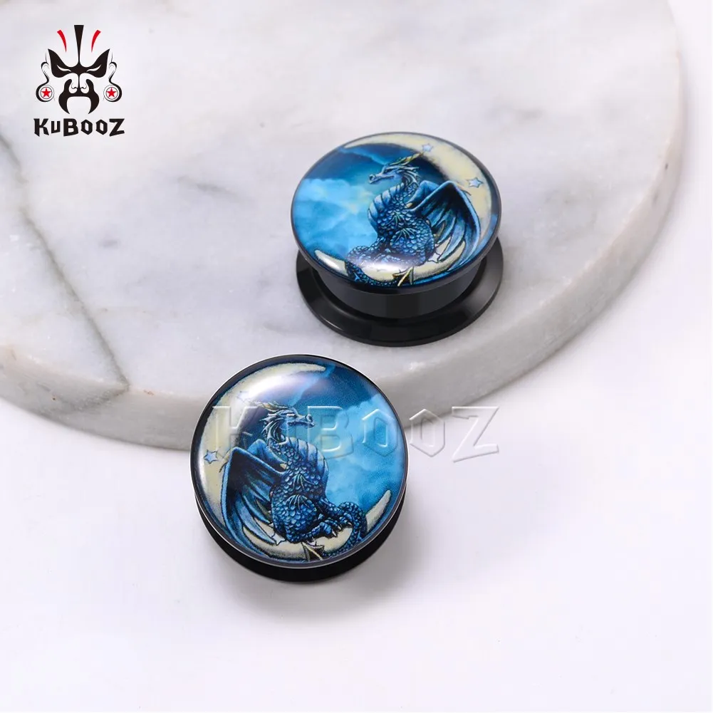 Kubooz acrílico dinossauro tubarão tampões de ouvido túnel piercing calibres corpo jóias piercing expansor inteiro 6-25mm 308y