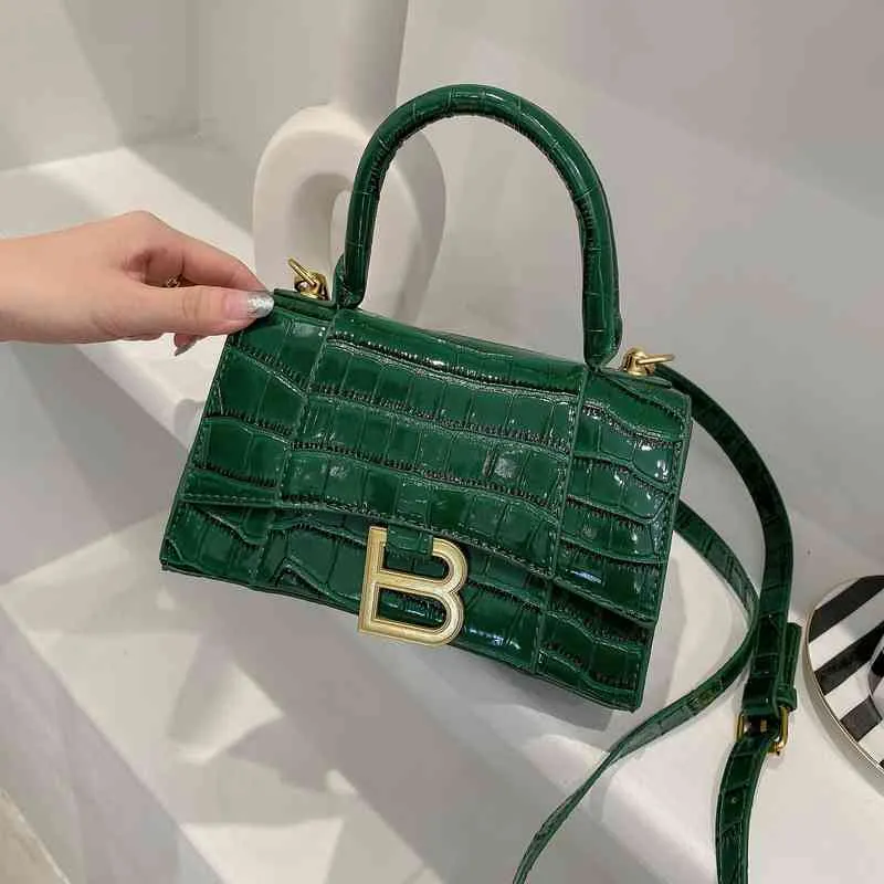 Purses Simple crocodile handbag new bright leather casual shoulder bag letter messenger women's bag