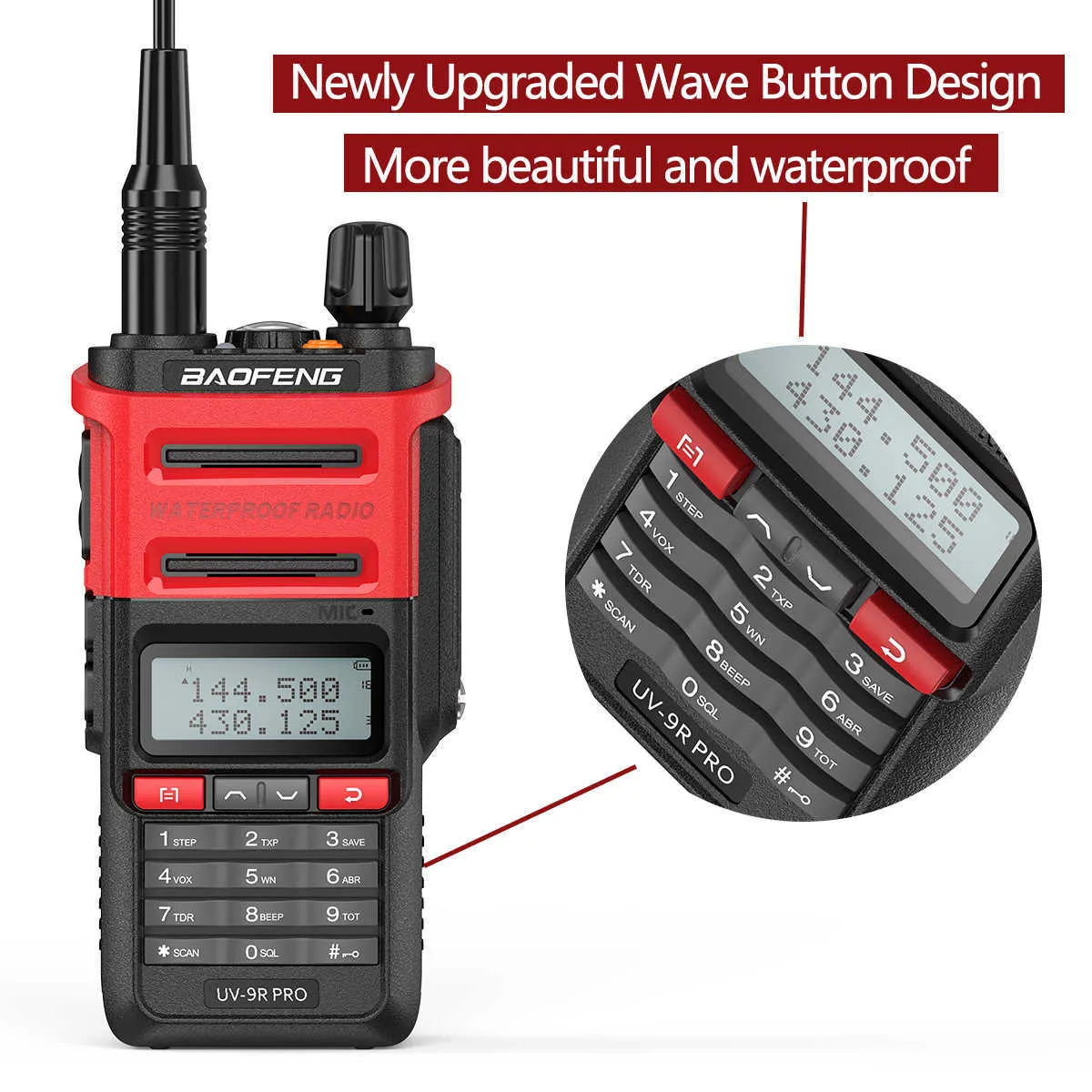 Baofeng UV-9R PRO Upgraded Dual Band IP68 Waterproof High Power 9R Plus Walkie Talkie Communications Amateur Two Way Radio