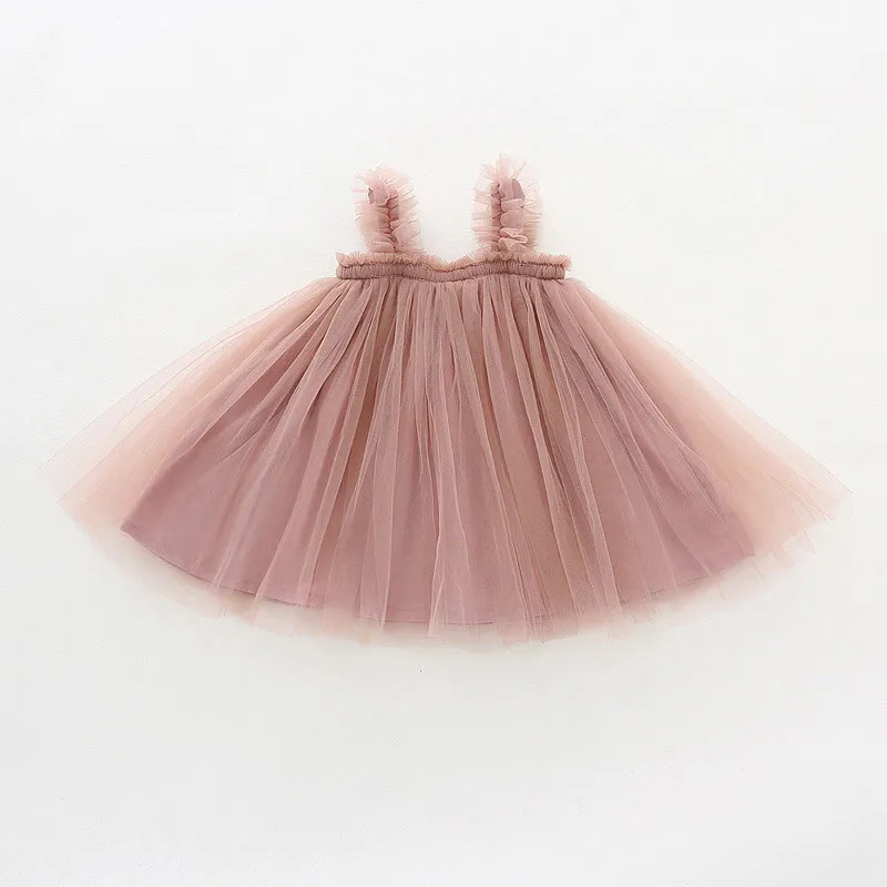 Estate carino senza maniche cinturino in tulle vestito da bambina prima festa di compleanno principessa vestiti del bambino 12M-4T 220426