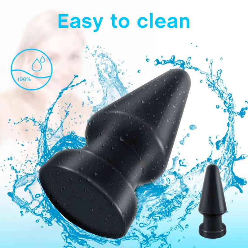 Nxy Anal Toys Waterproof Plug Butt Unisex Huge Butt Sex for Dilator Men Women Stopper Thick Product Stuffed 220510