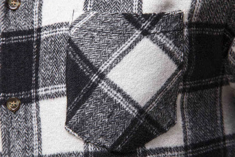 ヴィンテージの格子縞のウールフランネルシャツメン2022冬の厚いスリムフィット長袖メンズドレスシャツ