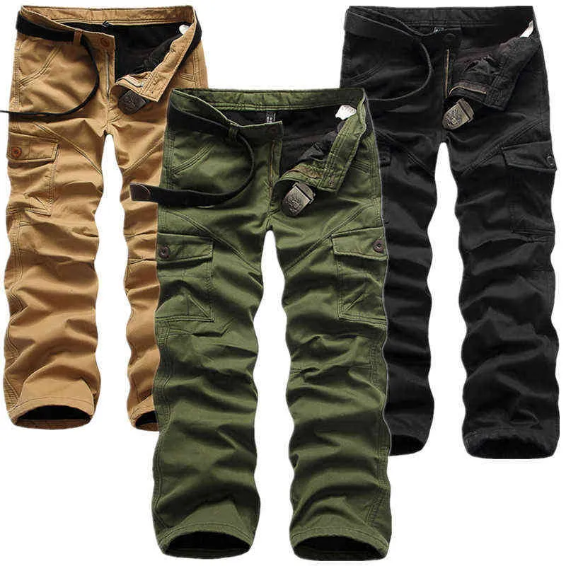 Calças casuais de vários bolsos homens Militar cargo tático-calça masculina de caminhada ao ar livre de trekking lã de lã masculino espetacho de fundo quente L220706