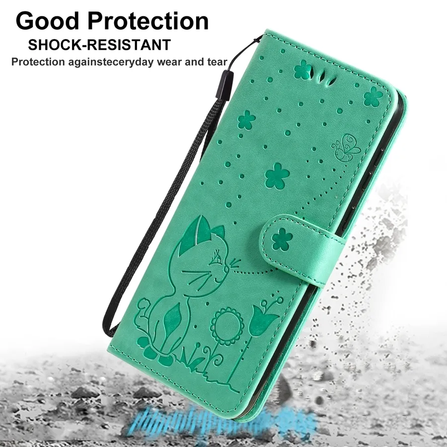 Wallet Cat And Bee Shatter-resistant Cases For Huawei P50 Pro P40/P30/P20 Lite/Pro P Smart 2020/2021 Mate 20 Honor 30