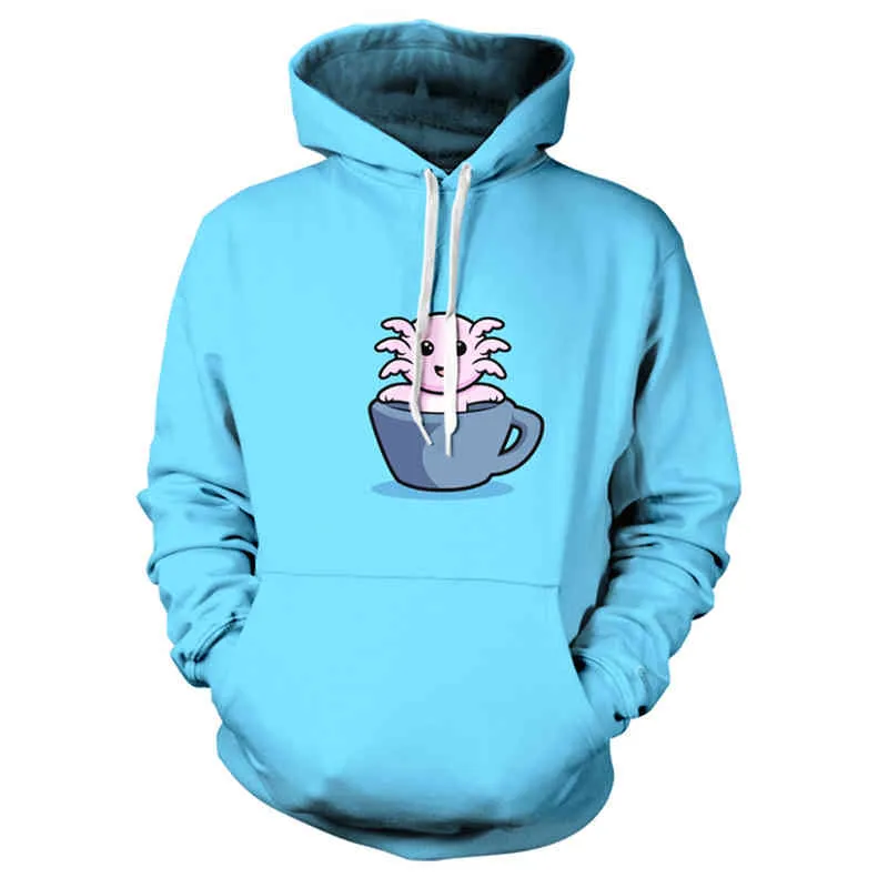 Kawaii Axolotl Męskie Bluzy Bluzy Sudaderas Ropa Hombre Sweetshirts Dressuit Graphic Hoodie Odzież