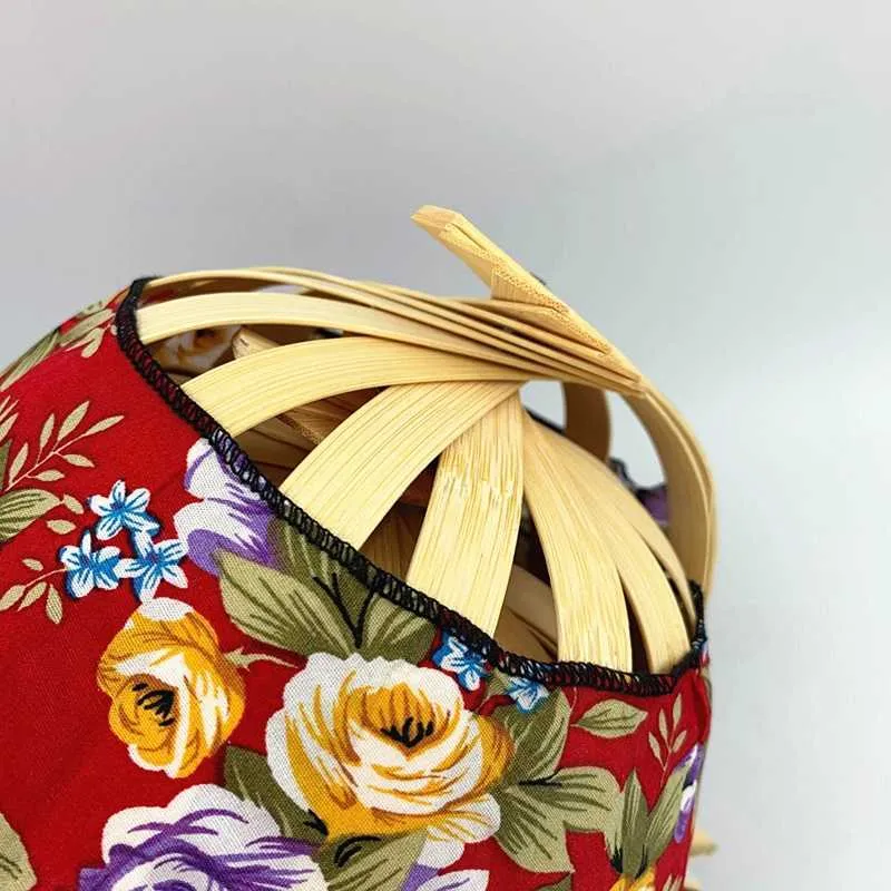 Chapeau de soleil en bambou imprimé Floral, pliable, 2 en 1, Portable, pour voyage en plein air, vacances en bord de mer, casquettes d'été, 2022