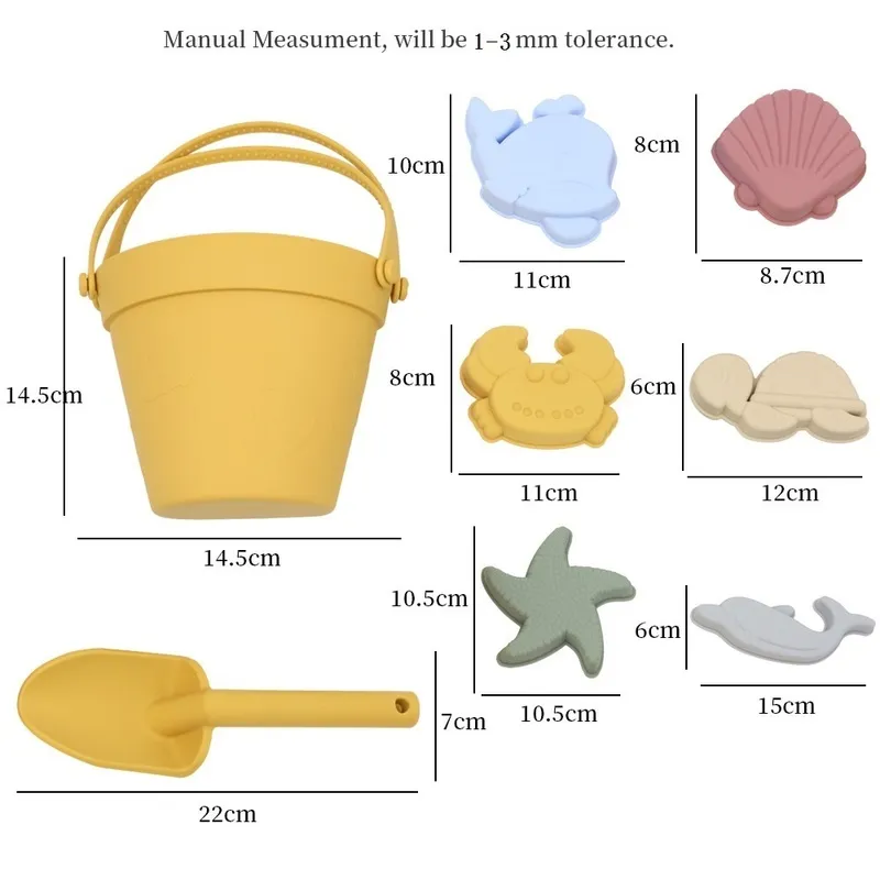 8st Summer Toys Kids Soft Silicone Sandbox Set Game Toy For Send Children Beach Sand Water Play Tools Swim 220705