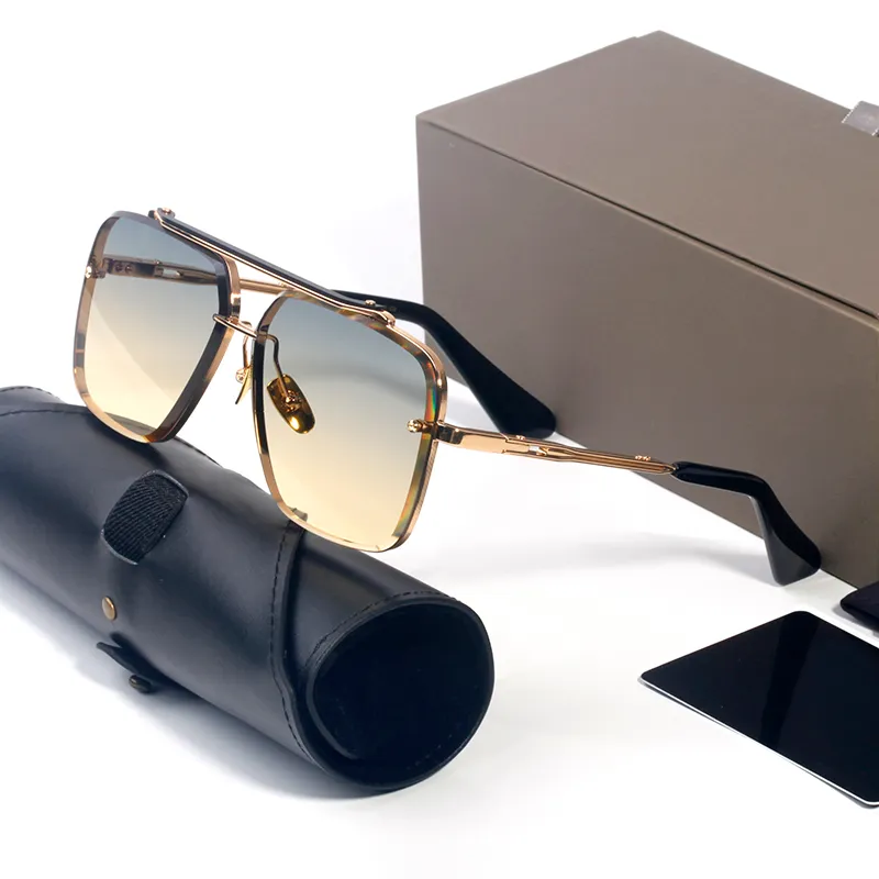 Luxury Designer Glasses Square Oversized Big Frame Designer Sunglasses Man Woman Brown DT Mach Six Double Bridge Polarized UV Prot274n