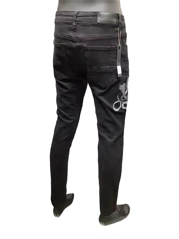 Designer Hommes Jeans Mode Solide Style Classique Jean Skinny Fit Moto Biker Denim Hommes Pantalon Top Qualité Taille 2940