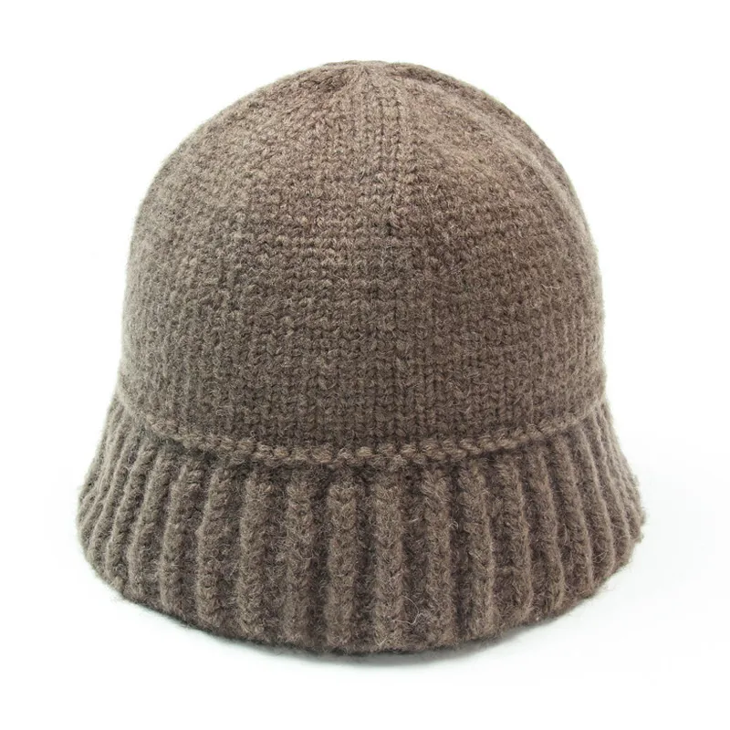 Mode vinterhatt för kvinnor som stickar ull varma mössor kupol panama svart vit vintage fiskare hink hattar 220726