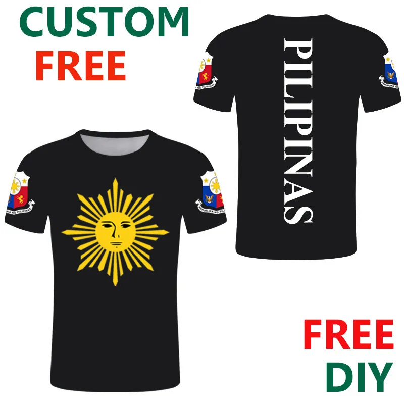 Philippines imprimer nom t-shirt bricolage drapeau de la nation philippine république jersey sports extrêmes respirant séchage rapide 220614